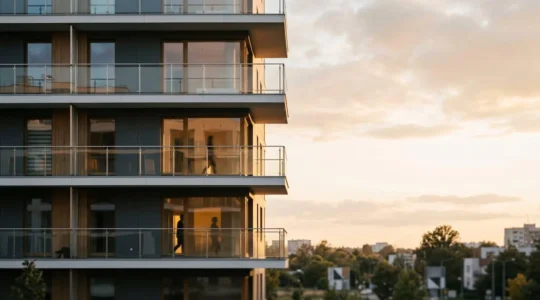 Vision architecturale moderne d'un programme immobilier neuf avec espaces de vie lumineux