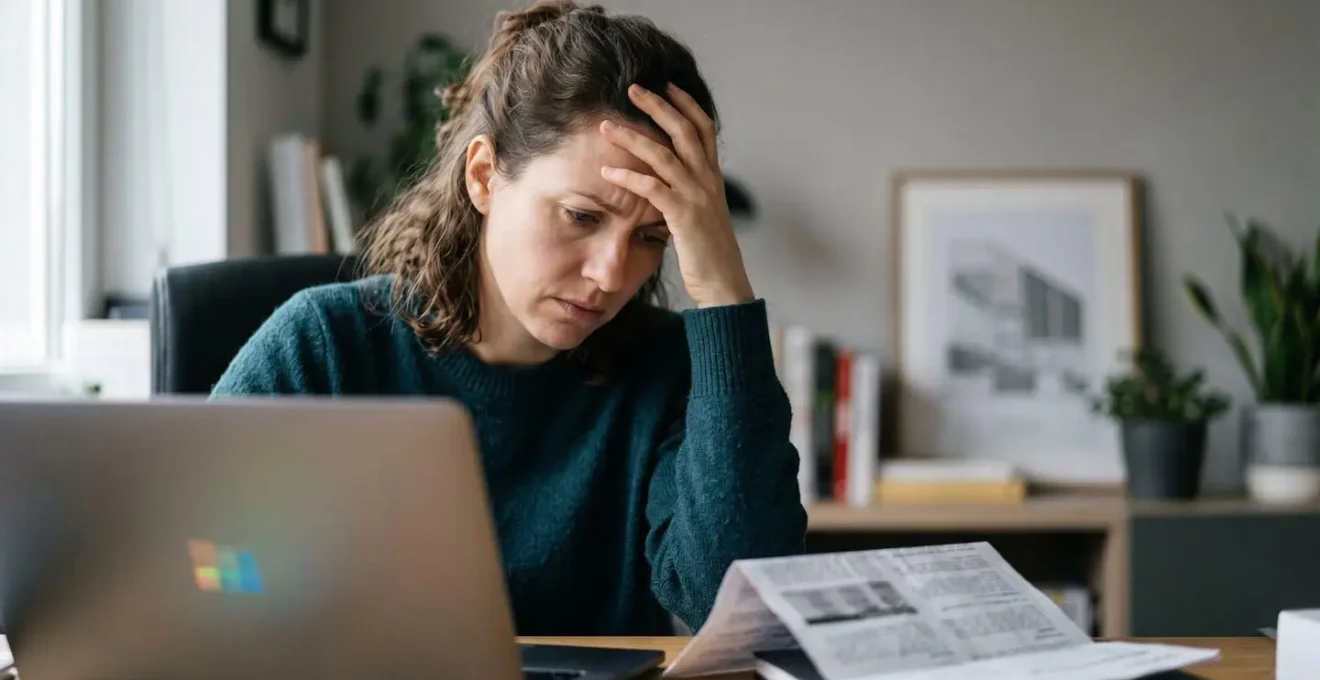 Personne perplexe face à un refus de prêt immobilier après une simulation en ligne positive
