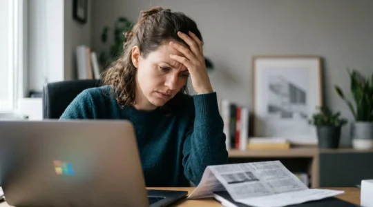 Personne perplexe face à un refus de prêt immobilier après une simulation en ligne positive