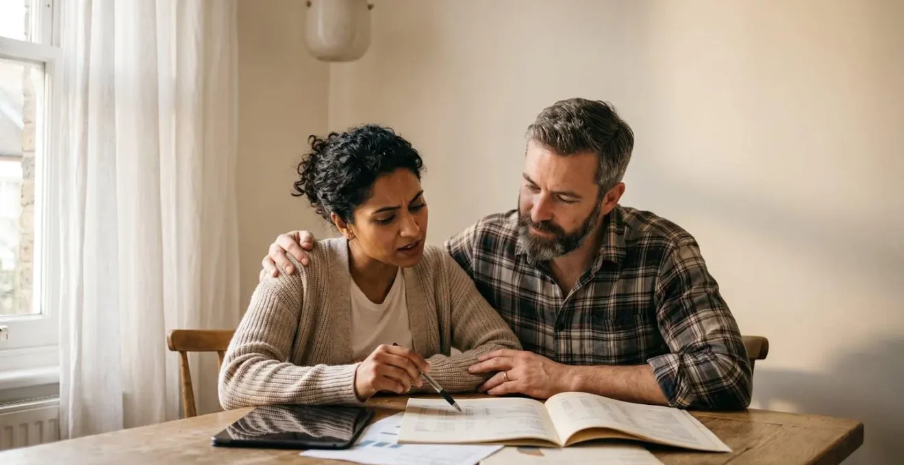 Couple examinant des documents financiers ensemble pour optimiser leur situation fiscale familiale