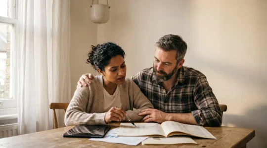 Couple examinant des documents financiers ensemble pour optimiser leur situation fiscale familiale