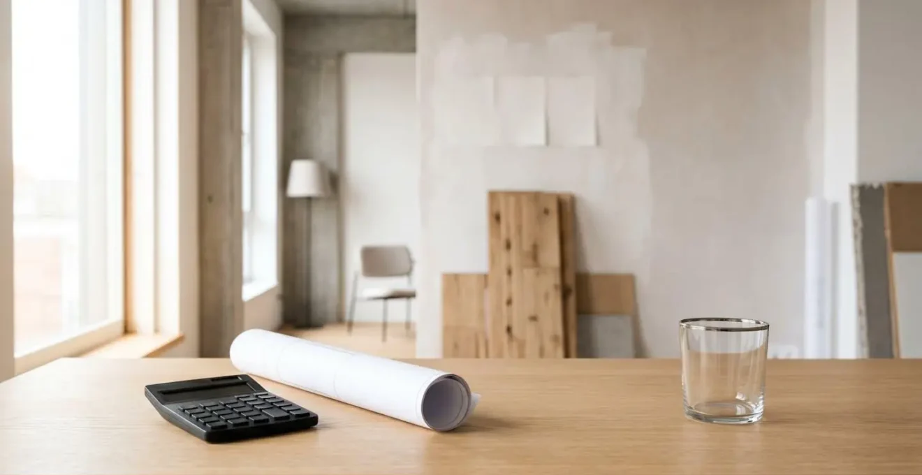 Concept financier illustrant le choix entre prêt et épargne pour des travaux de rénovation