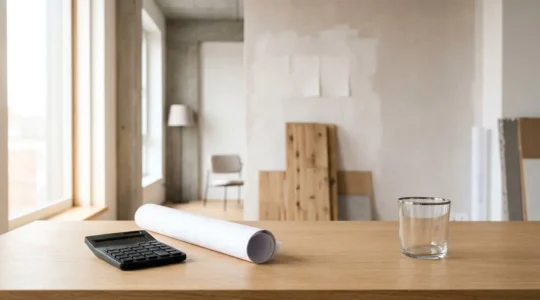 Concept financier illustrant le choix entre prêt et épargne pour des travaux de rénovation