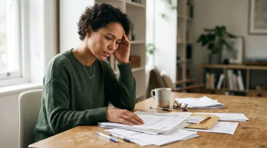 Personne réfléchissant à la gestion de son budget et de ses mensualités de crédit face à des difficultés financières