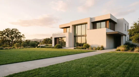 Vue extérieure d'une maison contemporaine symbolisant la protection et la sécurité des biens assurés