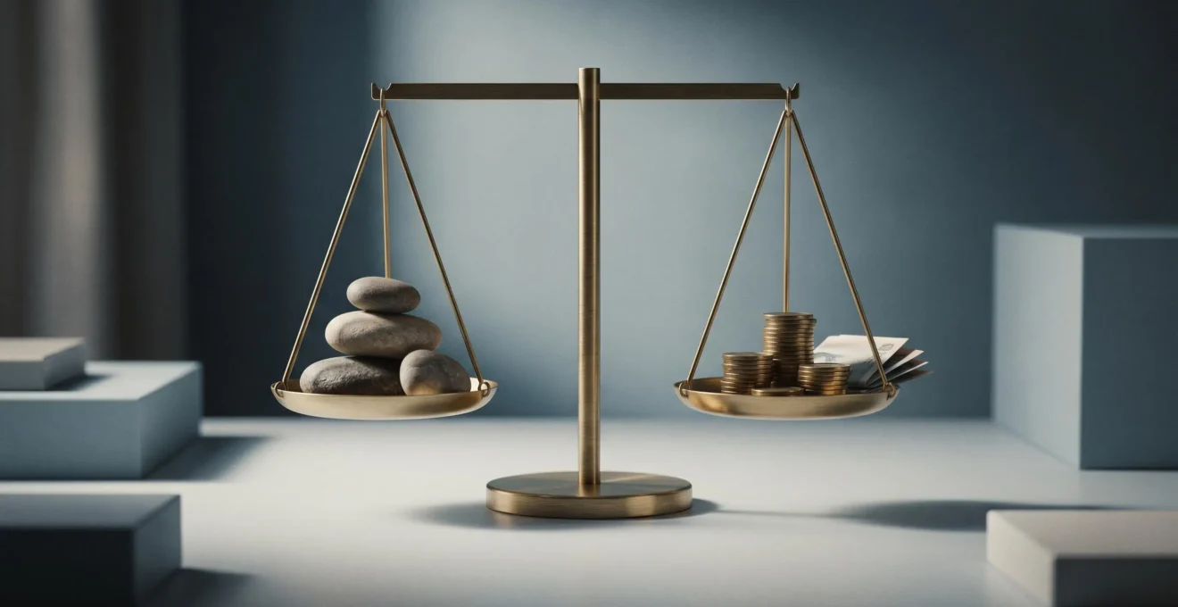 Concept symbolique de négociation d'assurance : balance entre fidélité client et économie sur les primes d'assurance