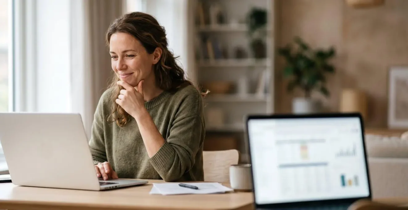 Personne consultant son relevé bancaire avec satisfaction après avoir réduit ses frais d'assurance